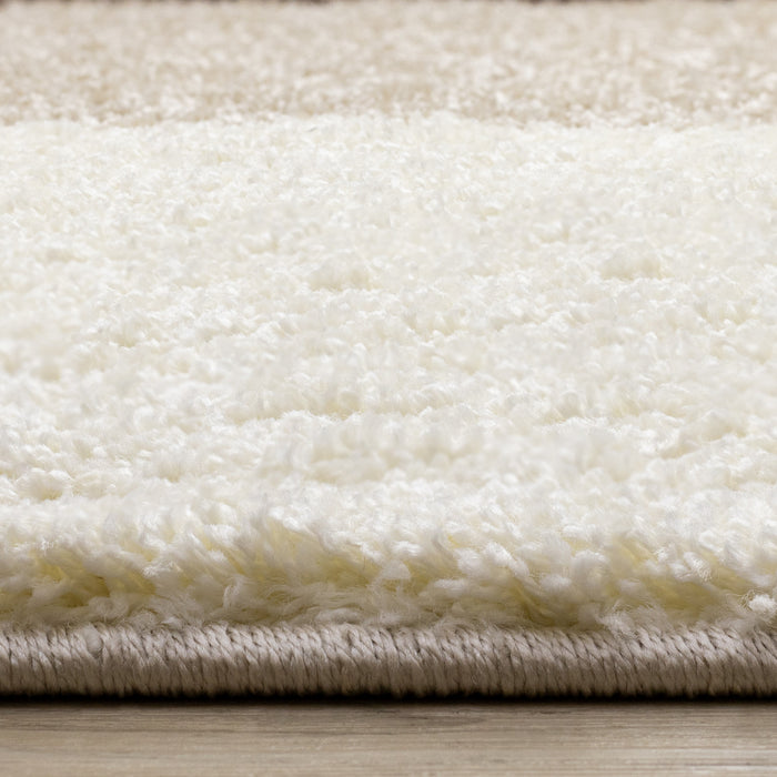 Fairmont Brown Beige White Checkered Rug, 7'10\" x 10'6\" Indoor Area Rug