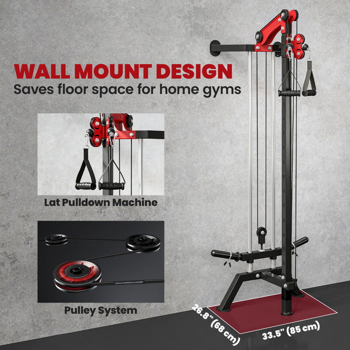 Soozier Wall Mount Cable Station, 16 Positions Pulley Machine, Black