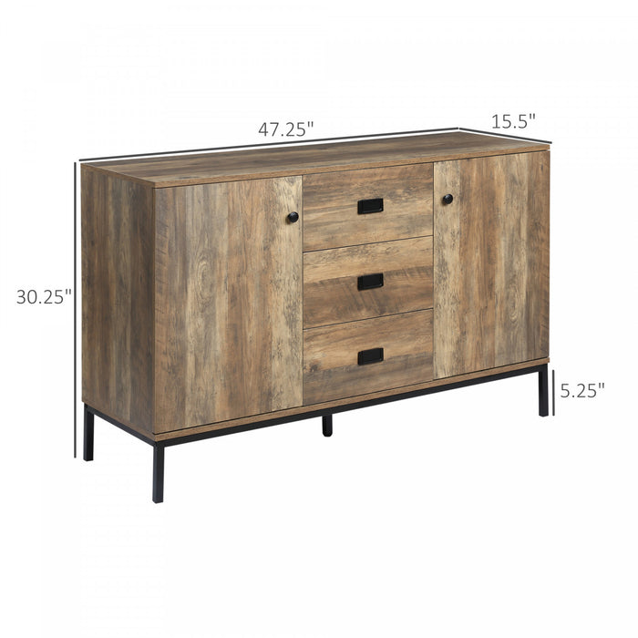 HOMCOM Industrial Sideboard, Storage Cabinet, Accent Cupboard Brown