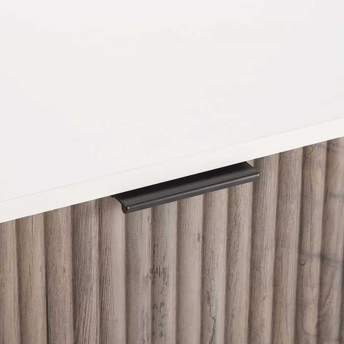 Dumbo Modern 20\" Fluted Nightstand in Rustic Gray and White (2-Drawer)