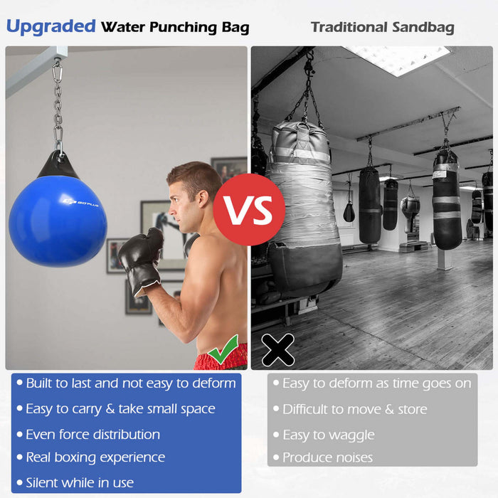 Goplus 18\" 110lbs Heavy Water Filled Punching Aqua Training Boxing Bag Home Gym Hook Blue