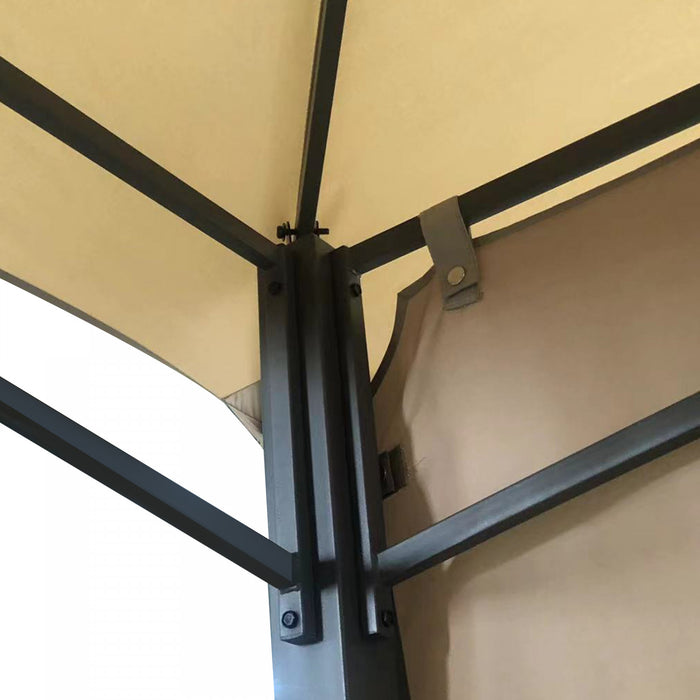 Outsunny 10' X 10' Patio Gazebo With Expandable Side Awnings, Outdoor Canopy Shelter With Double Vented Roof And Steel Frame, For Lawn, Backyard And Deck, Beige