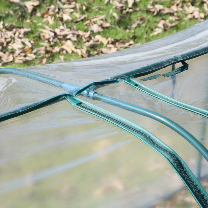 Outsunny 11.5' X 3' X 2.5' Portable Mini Tunnel Greenhouse With 3 Zipped Doors, Portable Small Green House, Easy Assembly, Clear