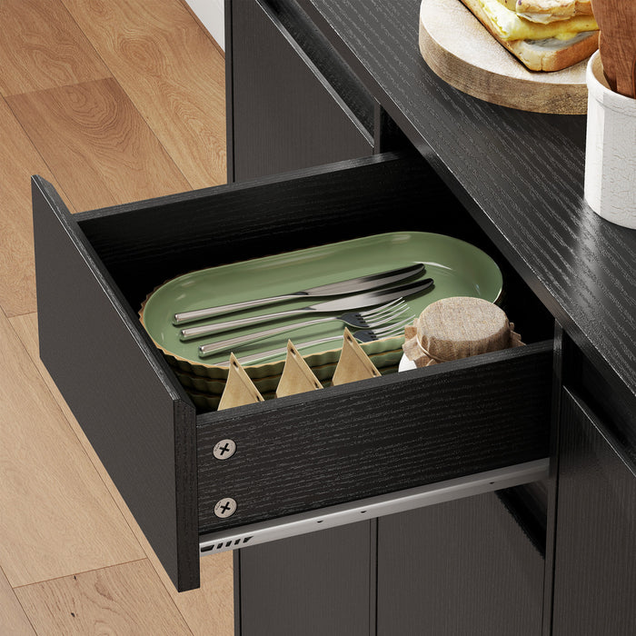 HOMCOM 71\" Pantry Cabinet, Storage Cabinet with Charging Station, Black