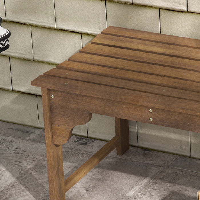 Outsunny Wooden Garden Stool with Slatted Seat Front Porch Bench, Teak