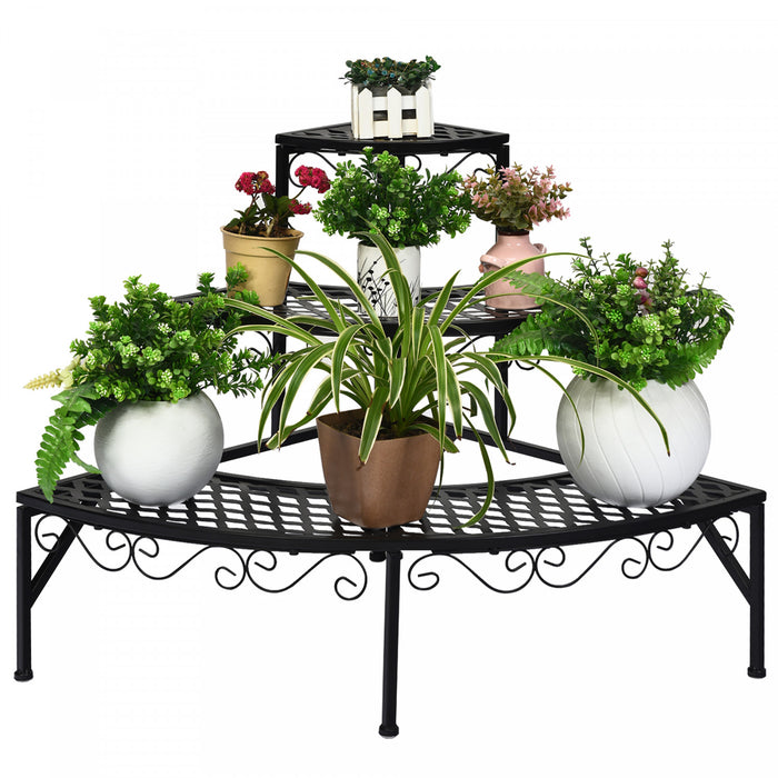 Costway Corner Plant Stand Metal 3 Tier Ladder Potted Shelf Flower Holder Display Rack