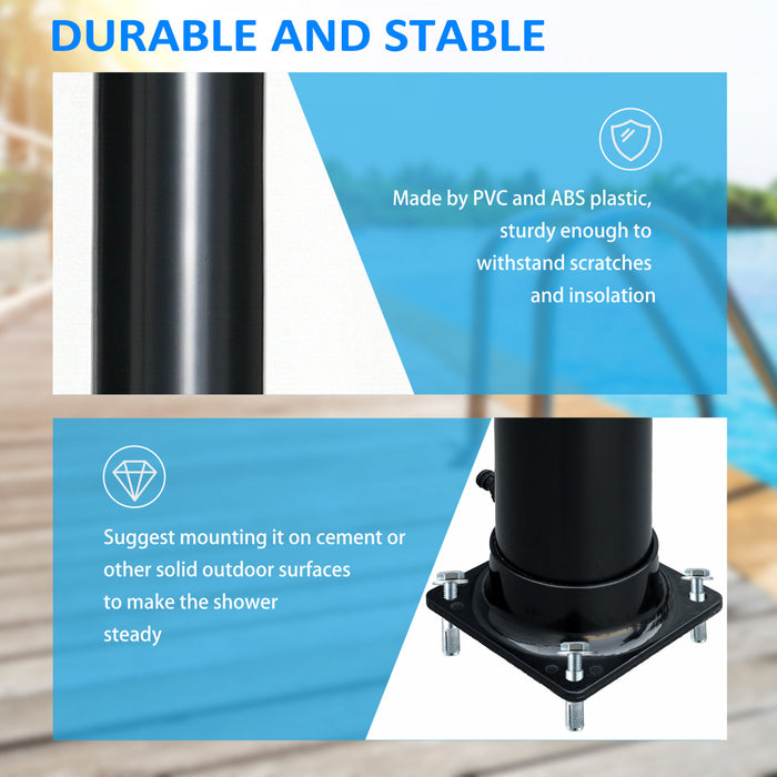 Outsunny Solar Outdoor Shower Adjustable Temperature Garden Shower Black