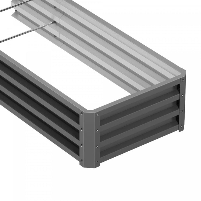 Outsunny L-shaped Raised Garden Bed, 82\" X 109\" X 12'' Galvanized Steel Planter Box With Multi-reinforced Rods For Vegetables, Flowers And Herbs, Dark Gray
