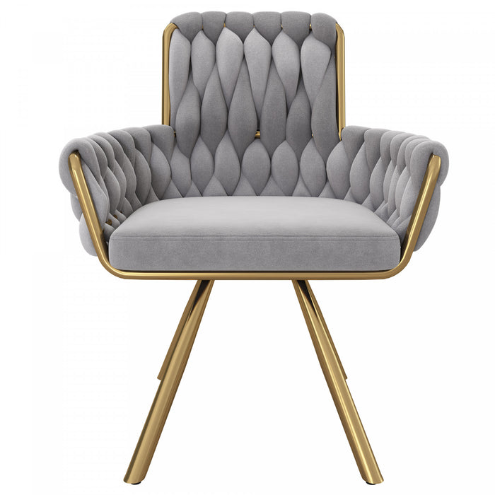 Timothy Velvet Swivel Dining Chairs with Tufted Upholstered and Metal Legs Set of 4, Grey