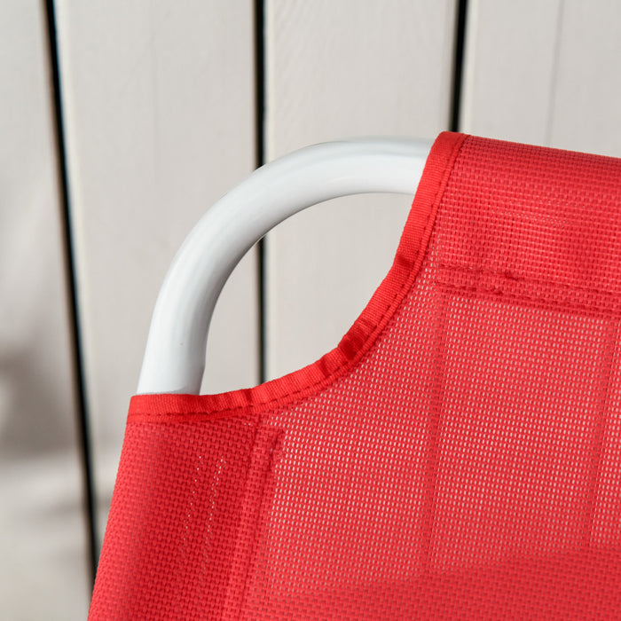 Outsunny Outdoor Lounge Chair With 4-level Adjustable Backrest, Red