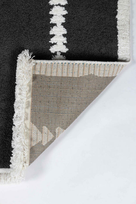 Zelda Contemporary 2'3\" x 7'6\" Runner Rug in Black Indoor Area Rug