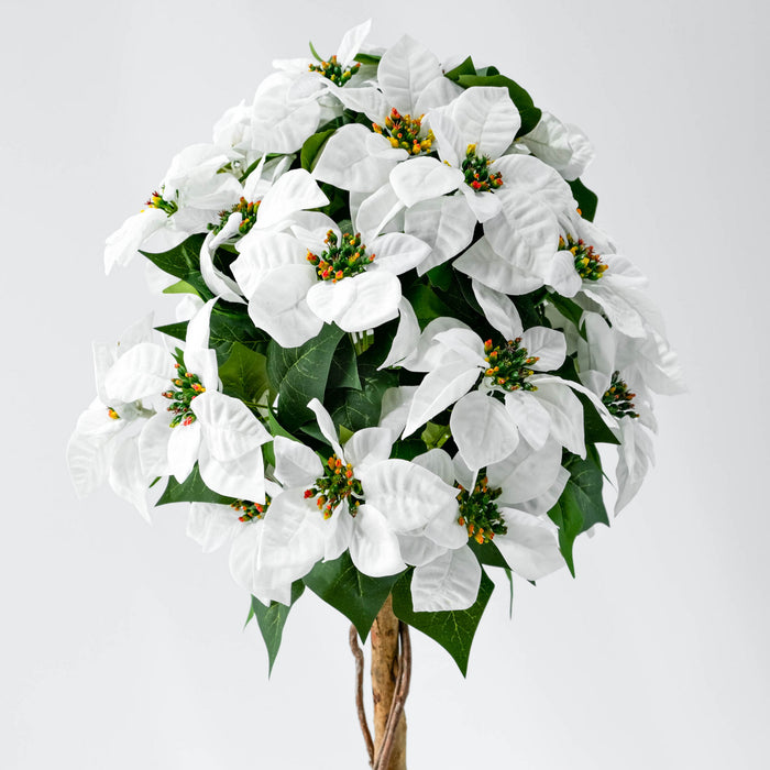 White 47\" Poinsettia Tree