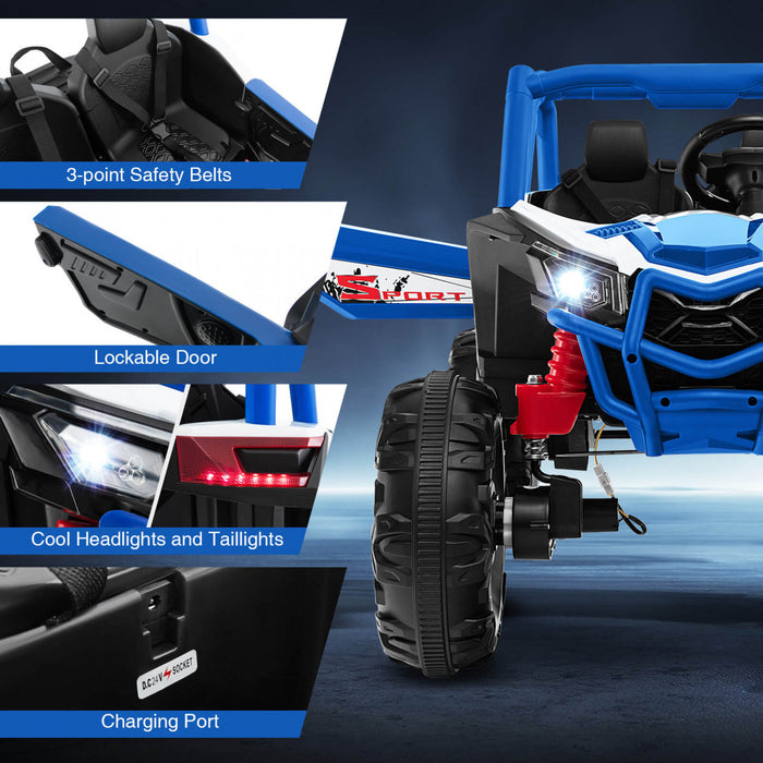 Costway 24v Kids Ride On Utv With 4 X 100w Powerful Engine Remote Control High/low Speed Navy