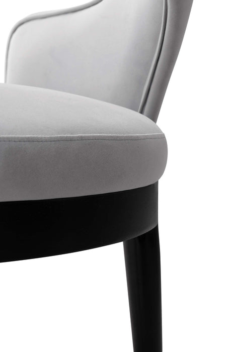 Carrington Modern Glam Upholstered Velvet Armchair in Light Gray