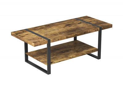 46.5” Coffee Table With Black Metal Base - Brown | Table à café de 46.5 po avec base en métal noir - brun