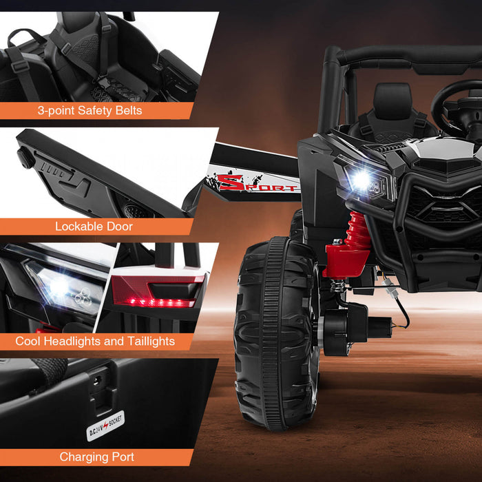 Costway 24v Kids Ride On Utv With 4 X 100w Powerful Engine Remote Control High/low Speed Black