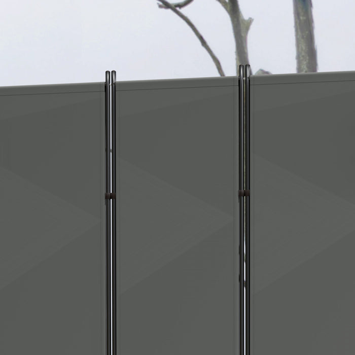 Outsunny 6 Panel Folding Privacy Screen, Uv30+ Room Divider, Dark Grey