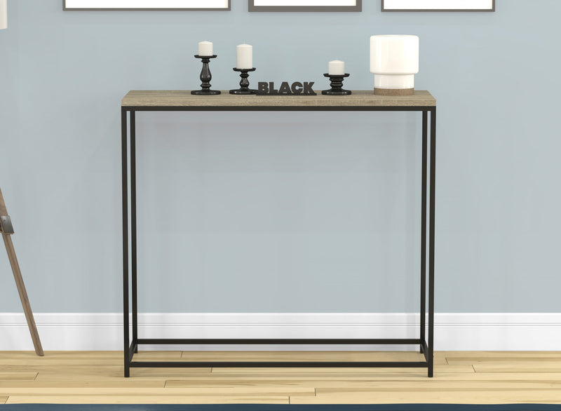 31” Modern Console Table - Dark Taupe With Black Metal