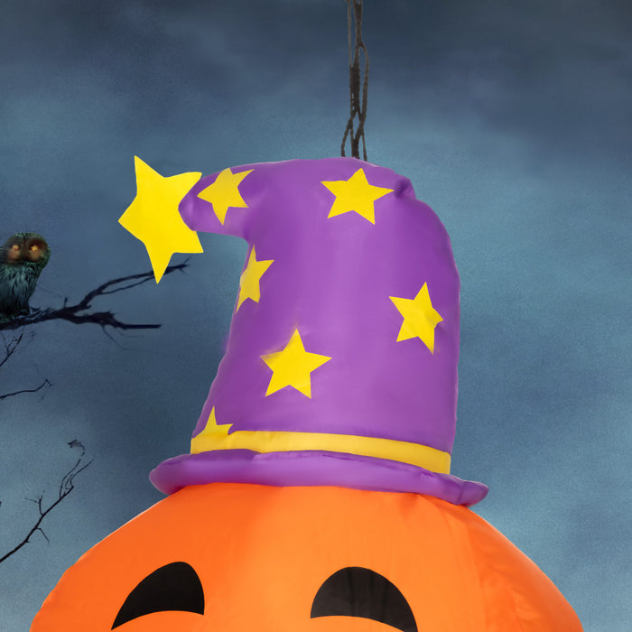 Outsunny 3.4ft Inflatable Halloween Window Sticker Ghost With Orange Face