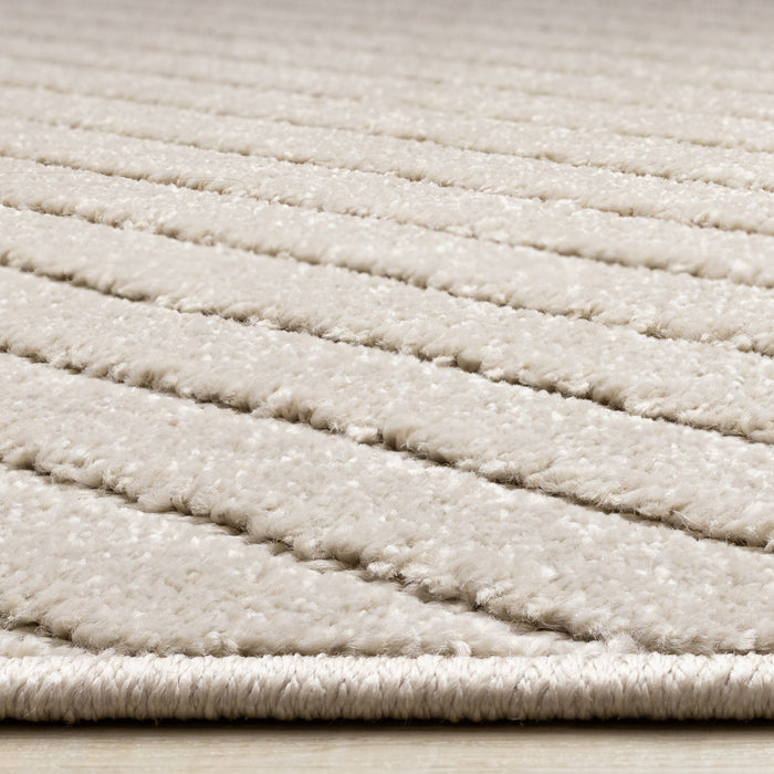 Oslo Beige Angled Striped Design Rug, 6'7\" x 9'6\" Indoor Area Rug