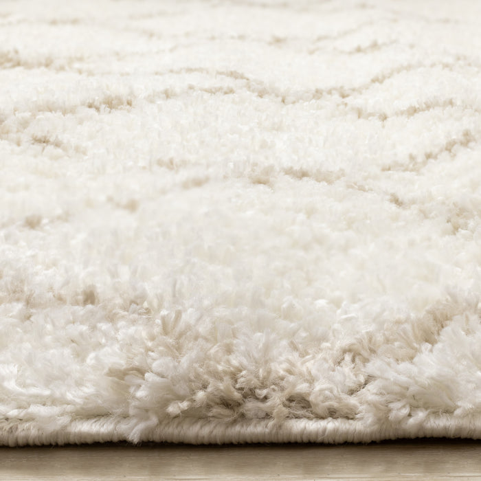 Taylor Cream Brown Lattice Shag Rug, 6'7\" x 9'6\" Indoor Area Rug