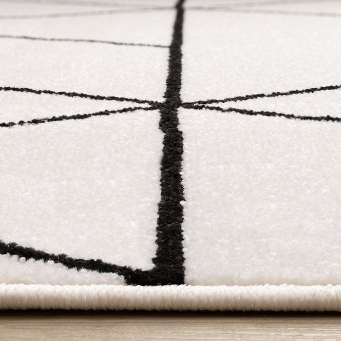 Covington White Black Modern Geometric Trellis Design Rug, 7'10\" x 10'6\" Indoor Area Rug