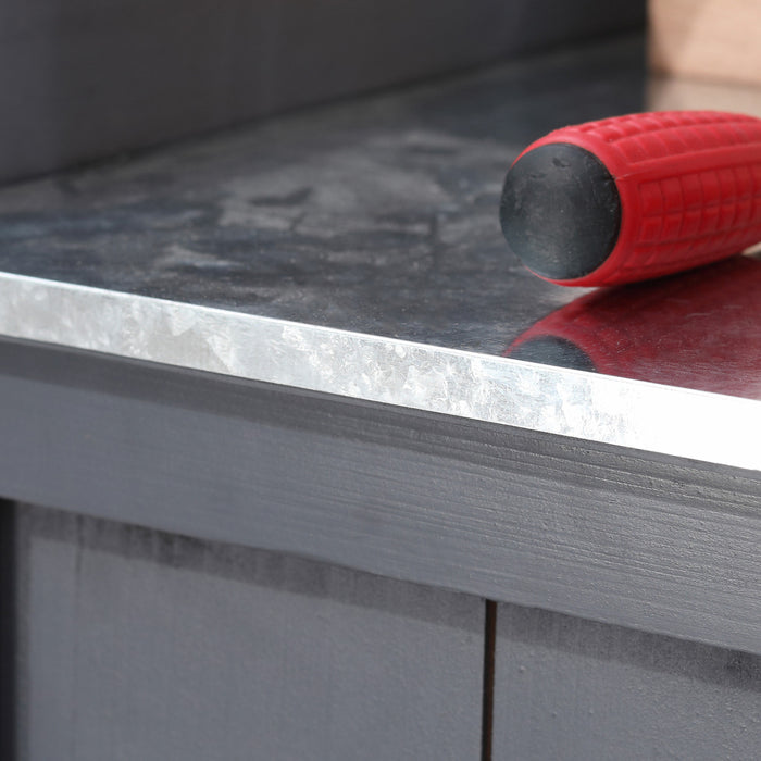 Outsunny Garden Storage Cabinet, Outdoor Potting Bench Table, Grey