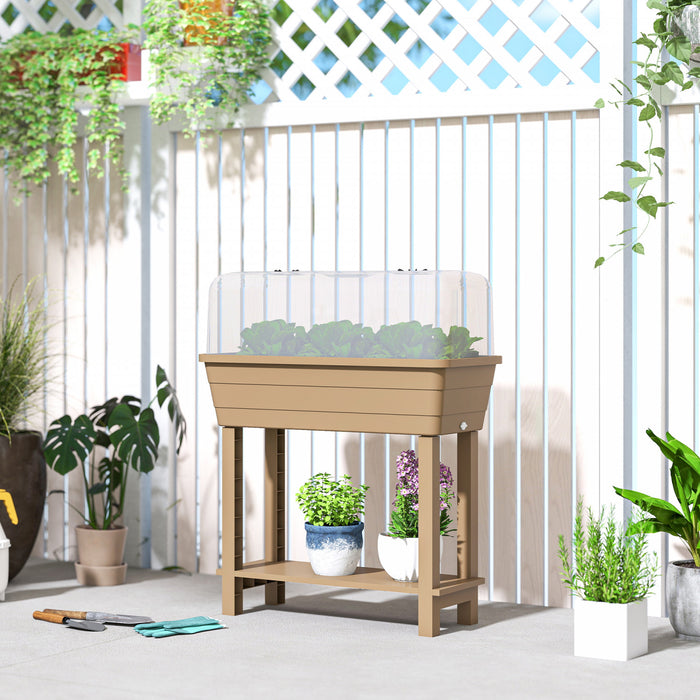 Outsunny 41L Self Watering Raised Garden Bed, Planter Box, Brown