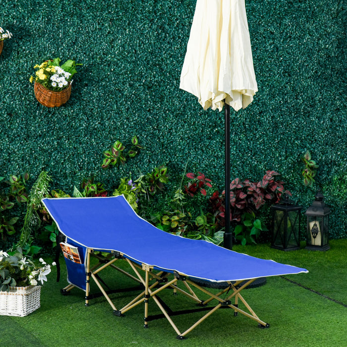 Outsunny Folding Camping Cot, Portable Sleeping Bed For Travel, Navy Blue