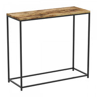 31” Modern Console Table - Brown Reclaimed Wood With Black Metal 