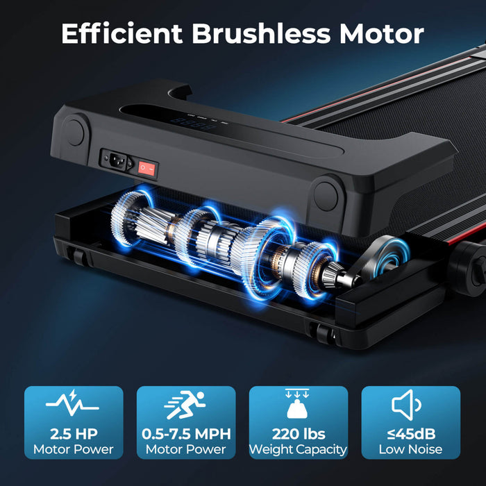 Goplus 3-in-1 Foldable Treadmill With Removable Desk Workstation Remote Control Black