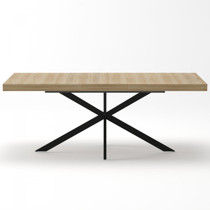 Ethan Retro Rectangular Extendable Dining Table with Hidden Storage,Natural