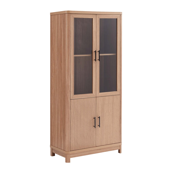 Jodie Mid-Century Modern 31\" Bookcase Cabinet in Maple (6-Shelf) - Set of 3