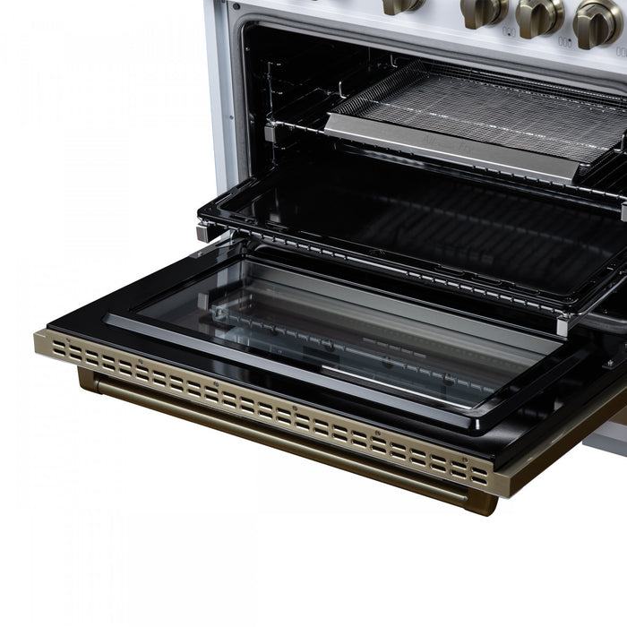 Forno Ambassador 36\" Dual Fuel Range in White, 6 Sealed Burners, 5.2 cu.ft. Oven - FFSGS6199-36CPWHT