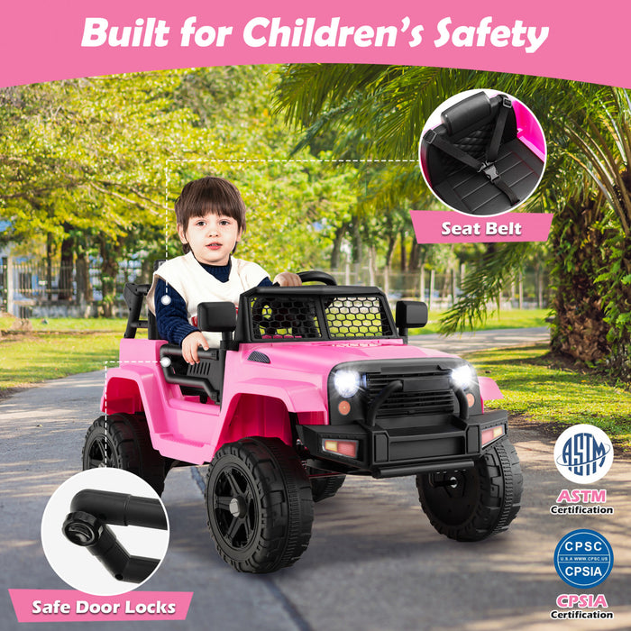 Costway 12v Battery Powered Ride On Truck Electric Kids Ride On Car With Remote Control 4-wheel Vehicle Toy For Boys & Girls