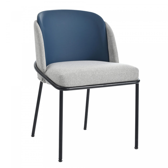 Olivia Set of 2 Modern Dining Chair with Slanted Legs and Adjustable Feet,Blue&Gray