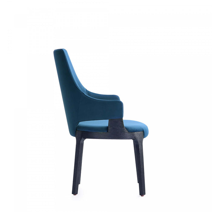 Kara Modern Wood Upholstered Dining Chair in Blue