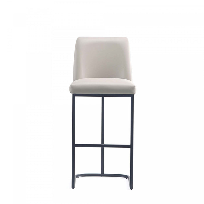 Serena Modern Metal Upholstered Barstool in Light Gray - Set of 2 Bar Stool