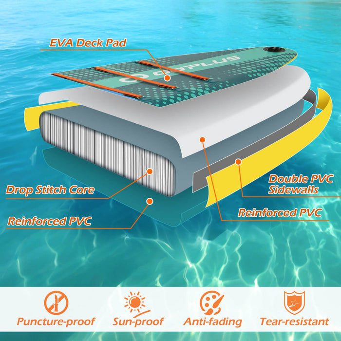 Goplus 11' Inflatable Stand Up Paddle Board For Adults With Kayak Seat Leash Hand Pump,turquoise