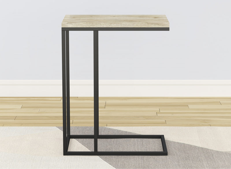 19” C-Shaped Reclaimed Wood End Table With Metal Frame