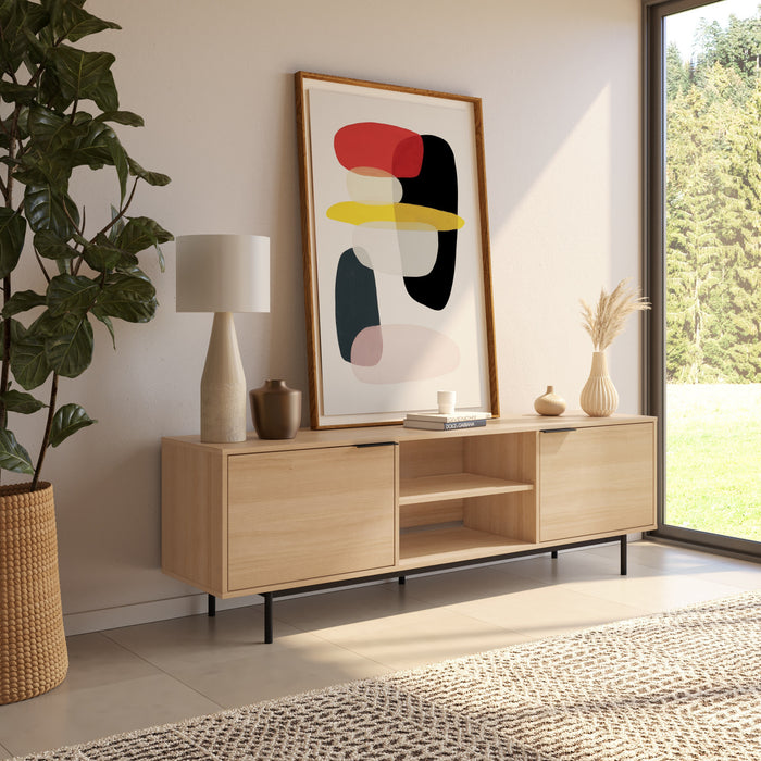 Nordika Hamilton 70\" TV Stand with 2 Storage Cabinets - Natural Blonde Oak