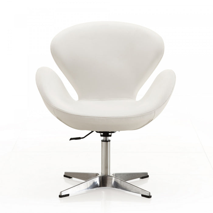 Raspberry Modern Upholstered Swivel Lounge Chair in White - Set of 2 Accent Chair