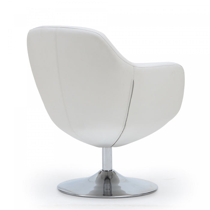 Caisson Modern Upholstered Swivel Lounge Chair in White - Set of 2