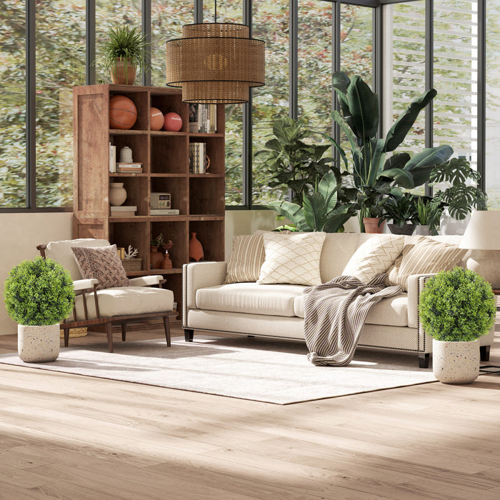 HOMCOM 2PC Artificial Boxwood Topiary Balls, Fake Plants with Ground Stake