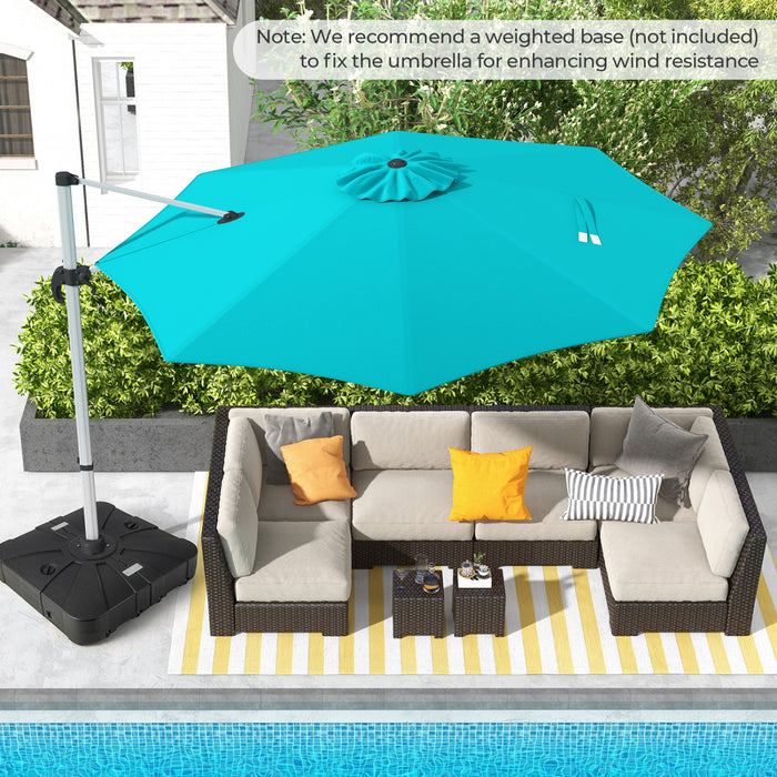 Costway 11 FT Outdoor Patio Umbrella, Round Cantilever Umbrella w/ 360° Rotation Blue
