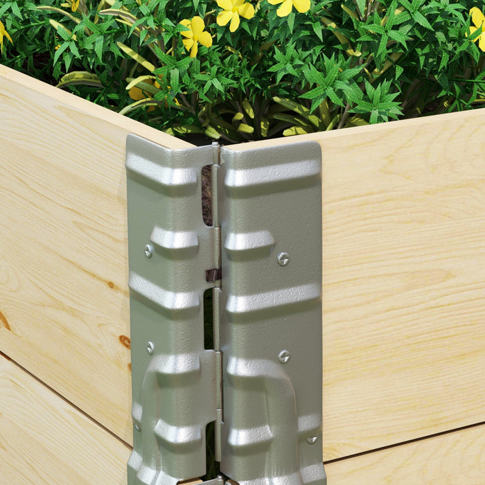 Outsunny Foldable Wooden Raised Garden Bed W/ Open Bottom Two-box