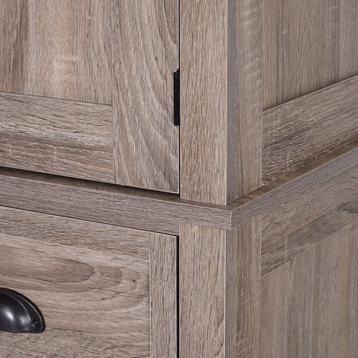 HOMCOM Kitchen Pantry Storage Cabinet, Tall Pantry with Drawer Wood Grain