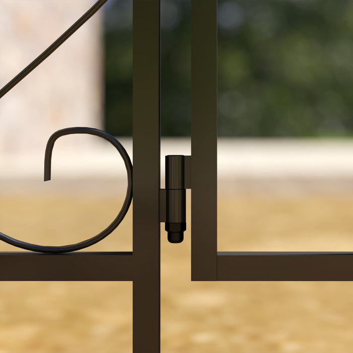 Outsunny 7.4ft Steel Garden Arch With Gate, Garden Arbor Trellis, Black