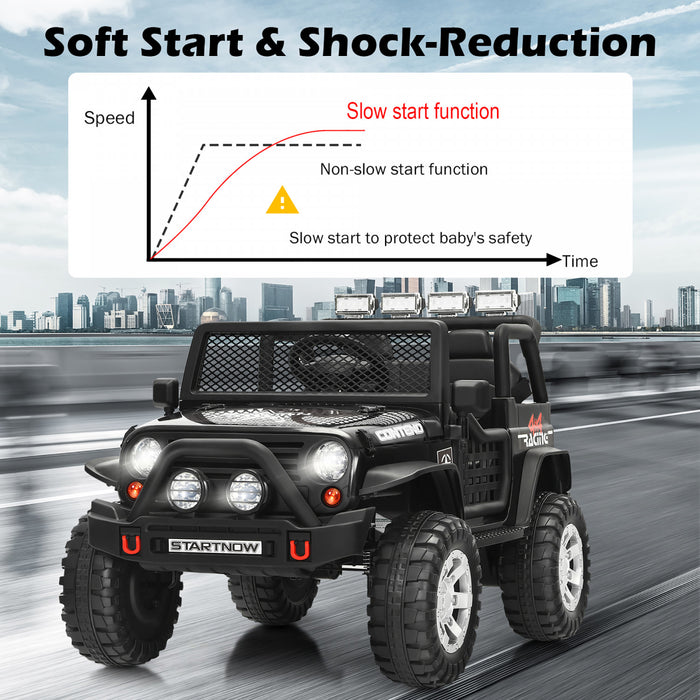 Costway 12v Kids Ride On Truck Remote Control Electric Car W/lights&music Black