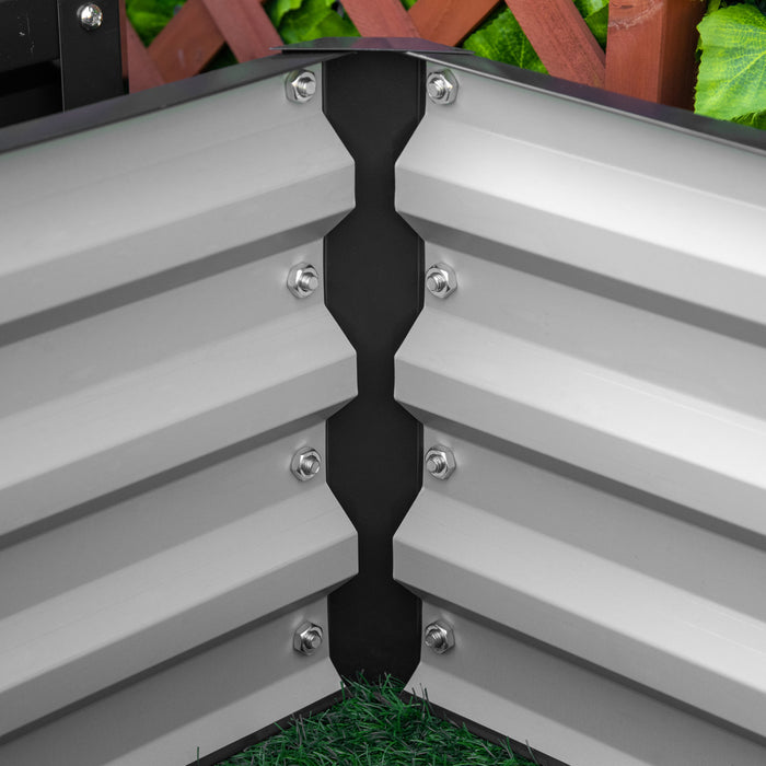 Outsunny 2' X 2' X 1' 2-pieces Raised Garden Bed With Color Steel Frame For Vegetables, Flowers, Herbs, Grey